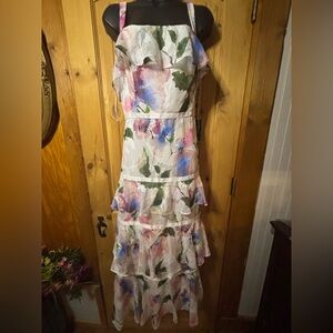 Adrianna Papell Water Color Floral Maxi Dress